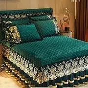 3 Pc Ruffle Skirt Bedspread, Ruffled Bedspread Sheet, Sheet And Pillowcases Set, Ruffle Skirt Bedspread King, Full Size Ruffle Bed Skirt, King Size Bed Skirt Dust Ruffle, Thick Warm(I,150x200CM/59x79i