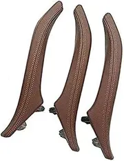 3pcs Interior Doors Handle with Leather Handle Cover Assembly, for, 5 Series F10 F11 520i 523i 525i 528i 535i Interior Door Handles(Brown)