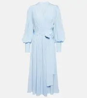 [Costarellos] Costarellos Draped silk midi dress AU 10 blue