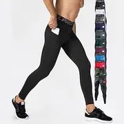 Men's Compression Pants Running Tights Leggings with Phone Pocket Base Layer Athletic Winter Spandex Quick Dry Sweat wicking Power Flex Breathable Gym Workout