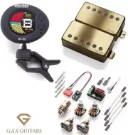EMG James Hetfield JH Brushed Gold Humbucker Set Short Shaft Pots & Wire (TUNER)