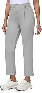 MoFiz Women's Golf Pants Stretch Work Ankle Pant Elastic Waist Business Dress Pant with Zipper Pockets for Casual Travel Wear