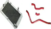 Aluminum Racing Radiator + RED HOSE Compatible For Yamaha 660R/Raptor 660 YFM660R 2000-2005 2003 2004 2001 2002 ATV HIGH-PER.(Whitr)