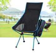 Portable Collapsible Moon Chair Fishing Camping BBQ Stool Folding Extended Hiking Seat Garden Ultralight Portable Indoor Outdoor Chair Light Blue