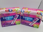 2 PK Tampax Radiant Duo Pack Tampons w/ LeakGuard Braid Regular & Super 28 Ct EA