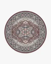 245' Round | Machine Washable Runner Rug | Kid & Pet Friendly | Indoor Rug | Hendesi Heriz Bordeaux Rug | Ruggable