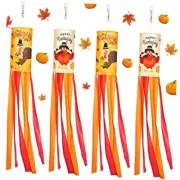 4 Pieces 40 Inch Thanksgiving Fall Windsocks Outdoor Durable Harvest Turkey