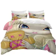 Voodoo in Pink Cute Innocent Girl with a Voodoo Doll Quilt Cover