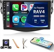 2+64G- for Toyota RAV4 2007-2011 Car Radio with Wireless Carplay/Android Auto,Android Car Stereo 9 Inch Touch Screen GPS Navigation WiFi Bluetooth FM/RDS Mirror Link SWC Backup Camera