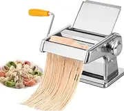 Pasta Machine Pasta Cutter Stainless Steel Manual Fresh Pasta Machine Rolling Pin for Spaghetti and Lasagne Tagliatelle Fettuccine 2 Blades