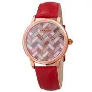 Women's Akribos XXIV AK906RD Multi Nulled Mosaic Dial Genuine Leather Watch