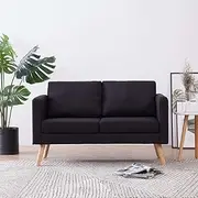 2-Seater Sofa Fabric Black,Stylish Fabric 2 Seater Sofa with Padded Cushions for Comfortable Seating Living Room Furniture