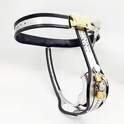 Stainless Steel T-Type BDSM Bondage Chastity Device for Men Chastity Lock with Anal Plug Chastity Belt Underwear Penis Cage Sex Toys for Man(A,120/145CM)