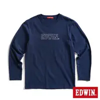 在飛比找momo購物網優惠-【EDWIN】男裝 仿繡線印花LOGO長袖T恤(丈青色)