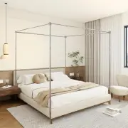 ForestSource Canopy Bed Frame Queen Size Stainless Steel Canopy Poles for Bed