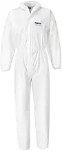 Portwest ST40 50 Pack Disposable Microporous Coverall White Type 5/6 Anti-Static CE-CAT III Protective Suit Elastic Hood Cuffs Ankles 2-Way Zip PPE, XXL