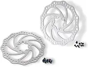 2Pcs 180mm Disc Brake Stainless Steel Bicycle Rotors Strong Heat Dissipation for MTB Mountain Bike Road Bicycle with Free 12 Bolts