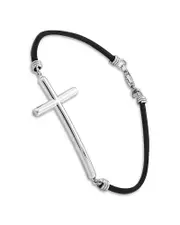Bloomingdale's Fine Collection Cross Flex Bracelet in Leather & Sterling Silver