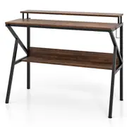 Giantex Computer Desk Home Office Desk w/Monitor Stand Study Writing Desk Brown