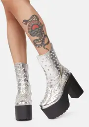 Chrome Dangerous Road Spiked Platform Boots