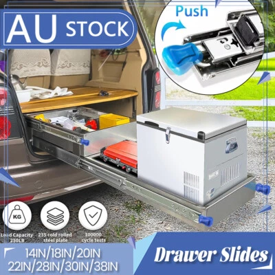 Locking Drawer Slides 120KG Heavy Duty Runners Trailer 14-38 INCH Draw Slide AU