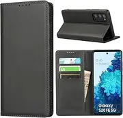 Cavor for Samsung S20 FE Case,for Samsung Galaxy S20 FE 5G Case,Cowhide Pattern Leather Case Magnetic Wallet Cover with Card Slots (6.5") -Black