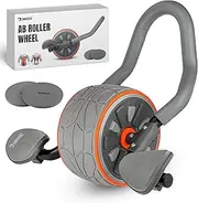 DMoose Ab Roller Wheel, Ab Workout Equipment for Abdominal & Core Strength Training, Ab Wheel Roller for Core Workout, Home Gym, Ab Machine with Knee Pad for Home Workout & Home Gym Accessories (Grey)
