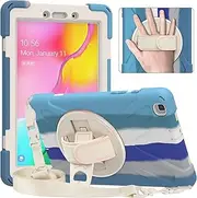 [2ndSpring] Case for Galaxy Tab A 8.0 2019 SM-T290/T295,Rugged Heavy Duty Shockproof Rotatable Kickstand Protective Cover,Colorful Blue