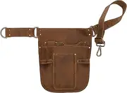 Rubys Collection™ Leather Garden Tool Belt - Gardening Holster with 4 Pockets & Adjustable Waist Strap (36-50 Inch, Brown, Large)