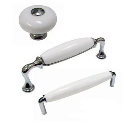 Kitchen cabinet handles chrome cupboard drawer door furniture Porcelain hampton