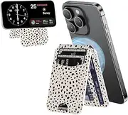 uCOLOR Compatible with Magsafe Wallet for Magnetic Card Holder for Women Men- Cute Phone Wallet for iPhone 16/15/14/13/12 Series,RFID Blocking StandLeather Fit 4 Cards (Almond Latte Polka Dots)