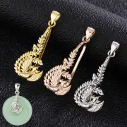 3Pcs 925 Sterling Silver Phoenix DTY Pinch Bail Clip Jade Pendant Clasp Findings