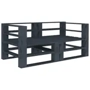Garden 2-Seater Pallet Sofa Grey Solid Pinewood vidaXL