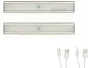 2 x 46 LED Stick-on Wireless Under Cabinet Light Rechargeable Motion Sensor Closet Lamp