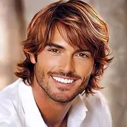 Mens Wig Short Wigs For Men Natural Wave Synthetic Male Wigs with Bangs Short Mens Wig|Synthetic Mens Wigs|Fluffy 80s Wig for Party&Daily Use (Light Brown)