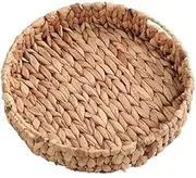 Rattan Wicker Basket Handwoven Fruit Tea Snack Bread Basket Cosmetic Round Storage Box(Large)