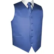 MEN’S CORNFLOWER TUXEDO VEST, TIE & HANKIE SET. Wedding, Formal, Prom, Dress