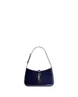 Saint Laurent Le 7 A 5 $2500 Midnight Blue Patent Leather Hobo Bag New