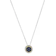 18k Gold And Sterling Silver Sapphire Fancy Necklace