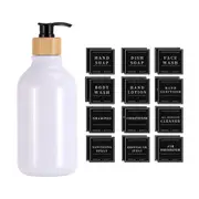 Empty Plastic Pump Bottles Dispenser Portable Refillable Bottle Lotion Shampoo Container-White and Storage label