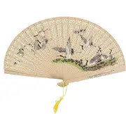 [Generic] Handheld Fan Vintage - Vintage Japanese Folding Fan Handheld,Mother's Day Birthday Tabletop Ornament Traditional Dancing Props for Stage, Wedding