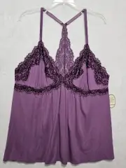 Soma NWT Plum Wine Cool Nights Cami Sz XXL Floral Lace Stretch Racer Back
