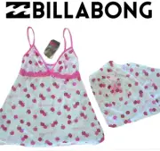 BNWT BILLABONG LADIES PINK LADY CAMI & 3/4 PANTS (WHITE) PJ SLEEPWEAR SET (8)