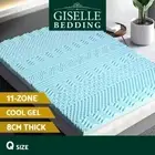 Giselle Bedding Memory Foam Topper 8cm Queen Mattress 11-Zone Cool Gel Bamboo