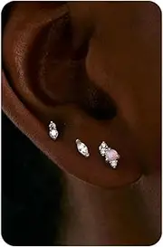 [Sanfenly] Flat Back Stud Earrings for Women - Small Hypoallergenic 925 Sterling Silver Post Cartilage Earring 14K Gold Plated Dainty Tiny Cubic Zirconia Studs Earrings Helix Piercing Jewelry Stud Earrings for Women