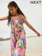 Multi Floral Print 100% Cotton Wide Leg Jumpsuit (3-16yrs) (AC6238) | $37 - $48