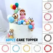60Pcs Ball Cake Topper Birthday Wedding Party Cupcake Dessert Topper Cake Decor
