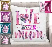 Mum Cushion Cover Sequin Throw Pillow Mermaid Flip Sequins