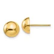 14K Yellow Gold Polished 8mm Half Ball Post Earrings