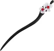 CREATCABIN Wood Hair Sticks Chinese Vintage Black Hair Bun Stick White Flower Hairpin Hanfu Headdress Hairstyle Fixed for Long Hair Women Gift Wedding Ceremonial Dress Accessory Daily Wear Decor 7in